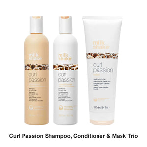 Milk Shake - Curl Passion Shampoo, Conditioner & Mask Trio Bundle – bundle contents: Curl Passion Shampoo 300ml, Curl Passion Conditioner 300ml, Curl Passion Mask 250ml