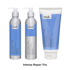 Muk Hair - Intense Repair Shampoo, Conditioner & Treatment Trio Bundle – bundle contents: Intense Repair Shampoo 300ml, Intense Repair Conditioner 300ml, Intense Repair Treatment 200ml