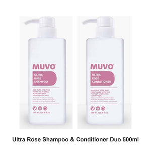Muvo - Ultra Rose Shampoo & Conditioner Duo 500ml Bundle – bundle contents: Ultra Rose Shampoo 500ml, Ultra Rose Conditioner 500ml