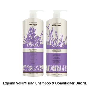 Natural Look - Expand Volumising Shampoo & Conditioner Duo 1L Bundle – bundle contents: Expand Volumising Shampoo 1L, Expand Volumising Conditioner 1L