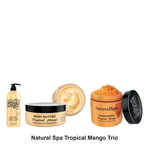 Natural Look - Natural Spa Tropical Mango Body Wash, Butter & Scrub Trio Bundle – bundle contents: Natural Spa Tropical Mango Body Wash 375ml, Natural Spa Tropical Mango Body Butter 200g, Natural Spa Tropical Mango Sugar Scrub 500g