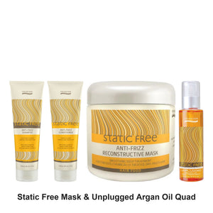 Natural Look - Static Free Shampoo, Conditioner, Mask & Unplugged Argan Oil Quad Bundle – bundle contents: Static Free Anti Frizz Shampoo 300ml, Static Free Anti Frizz Conditioner 300ml, Static Free Reconstructive Mask 400ml, Static Free Unplugged Argan Oil 120ml
