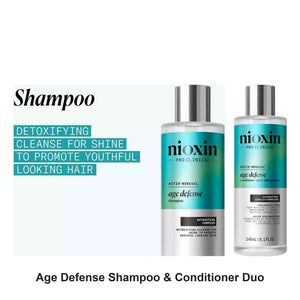 Nioxin Professional - Age Defense Shampoo & Conditioner Duo Bundle – bundle contents: Nioxin Professional Age Defense Shampoo 240ml, Nioxin Professional Age Defense Conditioner 240ml