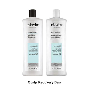 Nioxin Professional - Scalp Recovery Purifying Shampoo & Moisturizing Conditioner Duo 1L Bundle – bundle contents: Nioxin Professional Scalp Recovery System Purifying Shampoo 1L, Nioxin Professional Scalp Recovery System Moisturizing Conditioner 1L