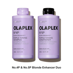 Olaplex - No.4P & No.5P Blonde Enhancer Purple Shampoo & Conditioner Duo Bundle – bundle contents: No.4P Blonde Enhancer Purple Shampoo 250ml, No.5P Blonde Enhancer Purple Conditioner 250ml