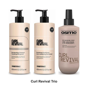 Osmo - Curl Revival Shampoo, Conditioner & Replenishing Cream Trio Bundle – bundle contents: Curl Revival Reinvigorating Shampoo 400ml, Curl Revival Revitalising Conditioner 400ml, Curl Revival Replenishing Cream 250ml