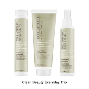Paul Mitchell - Clean Beauty Everyday Shampoo, Conditioner & Leave-In Trio Bundle – bundle contents: Clean Beauty Everyday Shampoo 250ml, Clean Beauty Everyday Conditioner 250ml, Clean Beauty Everyday Leave-In Treatment 150ml
