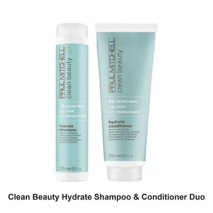 Paul Mitchell - Clean Beauty Hydrate Shampoo & Conditioner Duo Bundle – bundle contents: Clean Beauty Hydrate Shampoo 250ml, Clean Beauty Hydrate Conditioner 250ml
