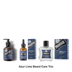 Proraso - Azur Lime Beard Care Trio Bundle (Shampoo, Oil & Balm) – bundle contents: Beard Shampoo Azur Lime 200ml, Beard Oil Azur Lime 30ml, Beard Balm Azur Lime 100ml