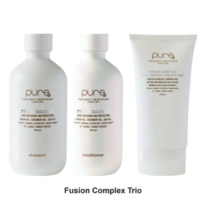 Pure Organic - Fusion Complex Shampoo, Conditioner & Bond Repair Treatment Trio Bundle – bundle contents: Fusion Complex Shampoo 300ml, Fusion Complex Conditioner 300ml, Fusion Complex Bond Repair Treatment 150g