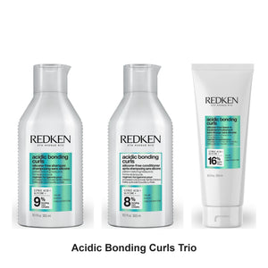 Redken - Acidic Bonding Curls Shampoo, Conditioner & Leave-In Trio Bundle – bundle contents: Acidic Bonding Curls Shampoo 300ml, Acidic Bonding Curls Conditioner 300ml, Acidic Bonding Curls Leave-In Treatment 250ml