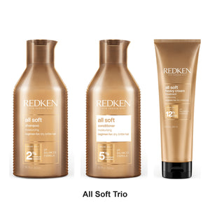 Redken - All Soft Shampoo, Conditioner & Heavy Cream Trio Bundle – bundle contents: All Soft Shampoo 300ml, All Soft Conditioner 300ml, All Soft Heavy Cream Treatment 250ml