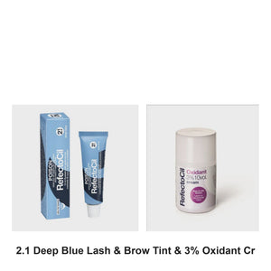 Refectocil - 2.1 Deep Blue Lash & Brow Tint & 3% Oxidant Cream Duo Bundle – bundle contents: 2.1 Deep Blue Lash & Brow Tint 15ml, 3% Oxidant Cream 100ml