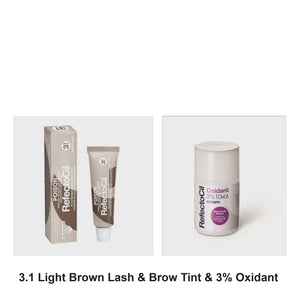 Refectocil - 3.1 Light Brown Lash & Brow Tint & 3% Oxidant Cream Duo Bundle – bundle contents: 3.1 Light Brown Lash & Brow Tint 15ml, 3% Oxidant Cream 100ml