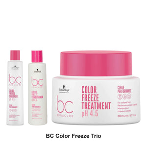 Schwarzkopf Professional - BC Color Freeze Shampoo, Conditioner & Treatment Trio Bundle – bundle contents: BC Clean Performance pH 4.5 Color Freeze Shampoo 250ml, BC Clean Performance pH 4.5 Color Freeze Conditioner 200ml, BC Clean Performance pH 4.5 Color Freeze Treatment 200ml