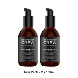 American Crew - All-In-One Face Balm Broad Spectrum SPF 15 – Twin Pack (2 x 150ml) – bundle contents: 2 x American Crew - All-In-One Face Balm Broad Spectrum SPF 15 150ml