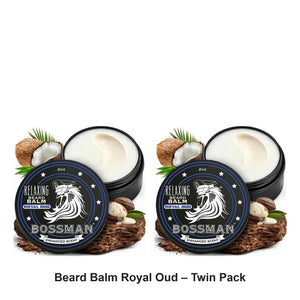 Bossman - Beard Balm Royal Oud – Twin Pack (2 x 2oz) – bundle contents: 2 x Bossman - Beard Balm Royal Oud 2oz