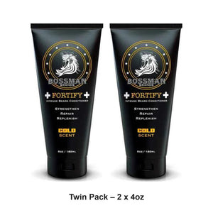 Bossman - Fortify Intense Beard Conditioner Gold – Twin Pack (2 x 4oz) – bundle contents: 2 x Bossman - Fortify Intense Beard Conditioner Gold 4oz