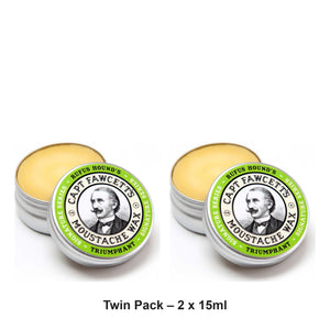 Captain Fawcett - Moustache Wax Rufus Hound's Triumphant – Twin Pack (2 x 15ml) – bundle contents: 2 x Captain Fawcett - Moustache Wax Rufus Hound's Triumphant 15ml