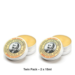 Captain Fawcett - Ricki Hall Booze and Baccy Moustache Wax (2230) – Twin Pack (2 x 15ml) – bundle contents: 2 x Captain Fawcett - Ricki Hall Booze and Baccy Moustache Wax (2230) 15ml