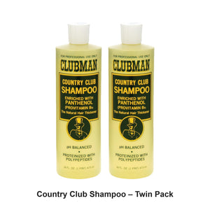 Clubman Pinaud - Country Club Shampoo – Twin Pack (2 x 473ml) – bundle contents: 2 x Clubman Pinaud - Country Club Shampoo 473ml