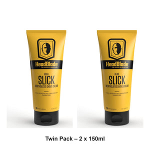 HeadBlade - HeadSlick Mentholated Shave Cream – Twin Pack (2 x 150ml) – bundle contents: 2 x HeadBlade - HeadSlick Mentholated Shave Cream 150ml