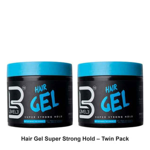 L3VEL3 - Hair Gel Super Strong Hold – Twin Pack (2 x 500ml) – bundle contents: 2 x L3VEL3 - Hair Gel Super Strong Hold 500ml