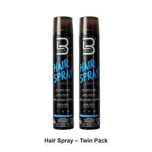L3VEL3 - Hair Spray – Twin Pack (2 x 383g) – bundle contents: 2 x L3VEL3 - Hair Spray 383g