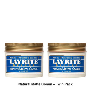 Layrite - Natural Matte Cream – Twin Pack (2 x 120g) – bundle contents: 2 x Layrite - Natural Matte Cream 120g