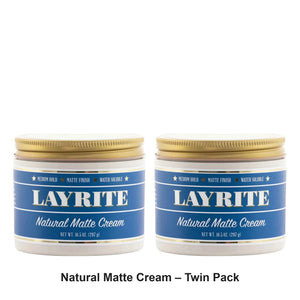 Layrite - Natural Matte Cream – Twin Pack (2 x 297g) – bundle contents: 2 x Layrite - Natural Matte Cream 297g
