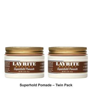 Layrite - Superhold Pomade – Twin Pack (2 x 42g) – bundle contents: 2 x Layrite - Superhold Pomade 42g