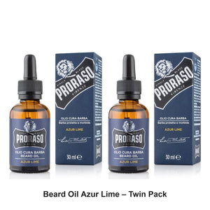 Proraso - Beard Oil Azur Lime – Twin Pack (2 x 30ml) – bundle contents: 2 x Proraso - Beard Oil Azur Lime 30ml