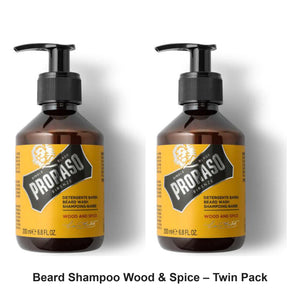Proraso - Beard Shampoo Wood & Spice – Twin Pack (2 x 200ml) – bundle contents: 2 x Proraso - Beard Shampoo Wood & Spice 200ml