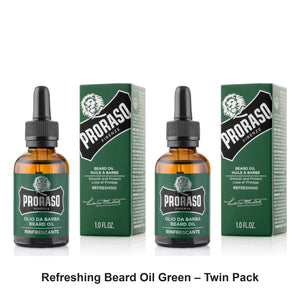 Proraso - Refreshing Beard Oil Green – Twin Pack (2 x 30ml) – bundle contents: 2 x Proraso - Refreshing Beard Oil Green 30ml