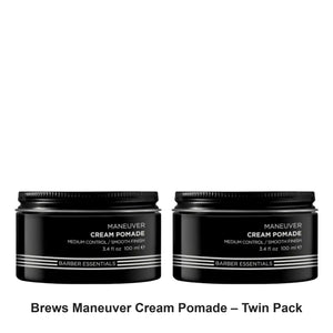 Redken - Brews Maneuver Cream Pomade – Twin Pack (2 x 100ml) – bundle contents: 2 x Redken - Brews Maneuver Cream Pomade 100ml
