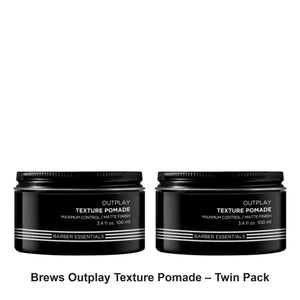 Redken - Brews Outplay Texture Pomade – Twin Pack (2 x 100ml) – bundle contents: 2 x Redken - Brews Outplay Texture Pomade 100ml