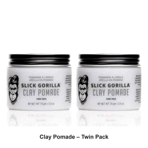 Slick Gorilla - Clay Pomade – Twin Pack (2 x 70g) – bundle contents: 2 x Slick Gorilla - Clay Pomade 70g