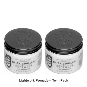 Slick Gorilla - Lightwork Pomade – Twin Pack (2 x 70g) – bundle contents: 2 x Slick Gorilla - Lightwork Pomade 70g