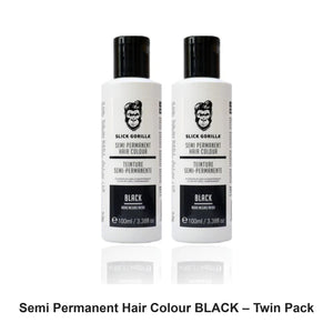 Slick Gorilla - Semi Permanent Hair Colour BLACK – Twin Pack (2 x 100ml) – bundle contents: 2 x Slick Gorilla - Semi Permanent Hair Colour BLACK 100ml