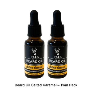Stag Supply - Beard Oil Salted Caramel – Twin Pack (2 x 25ml) – bundle contents: 2 x Stag Supply - Beard Oil Salted Caramel 25ml