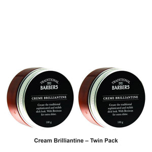 Traditional Barbers - Cream Brilliantine – Twin Pack (2 x 100g) – bundle contents: 2 x Traditional Barbers - Cream Brilliantine 100g