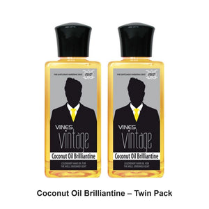 Vines Vintage - Coconut Oil Brilliantine – Twin Pack (2 x 200ml) – bundle contents: 2 x Vines Vintage - Coconut Oil Brilliantine 200ml