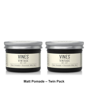 Vines Vintage - Matt Pomade – Twin Pack (2 x 125ml) – bundle contents: 2 x Vines Vintage - Matt Pomade 125ml