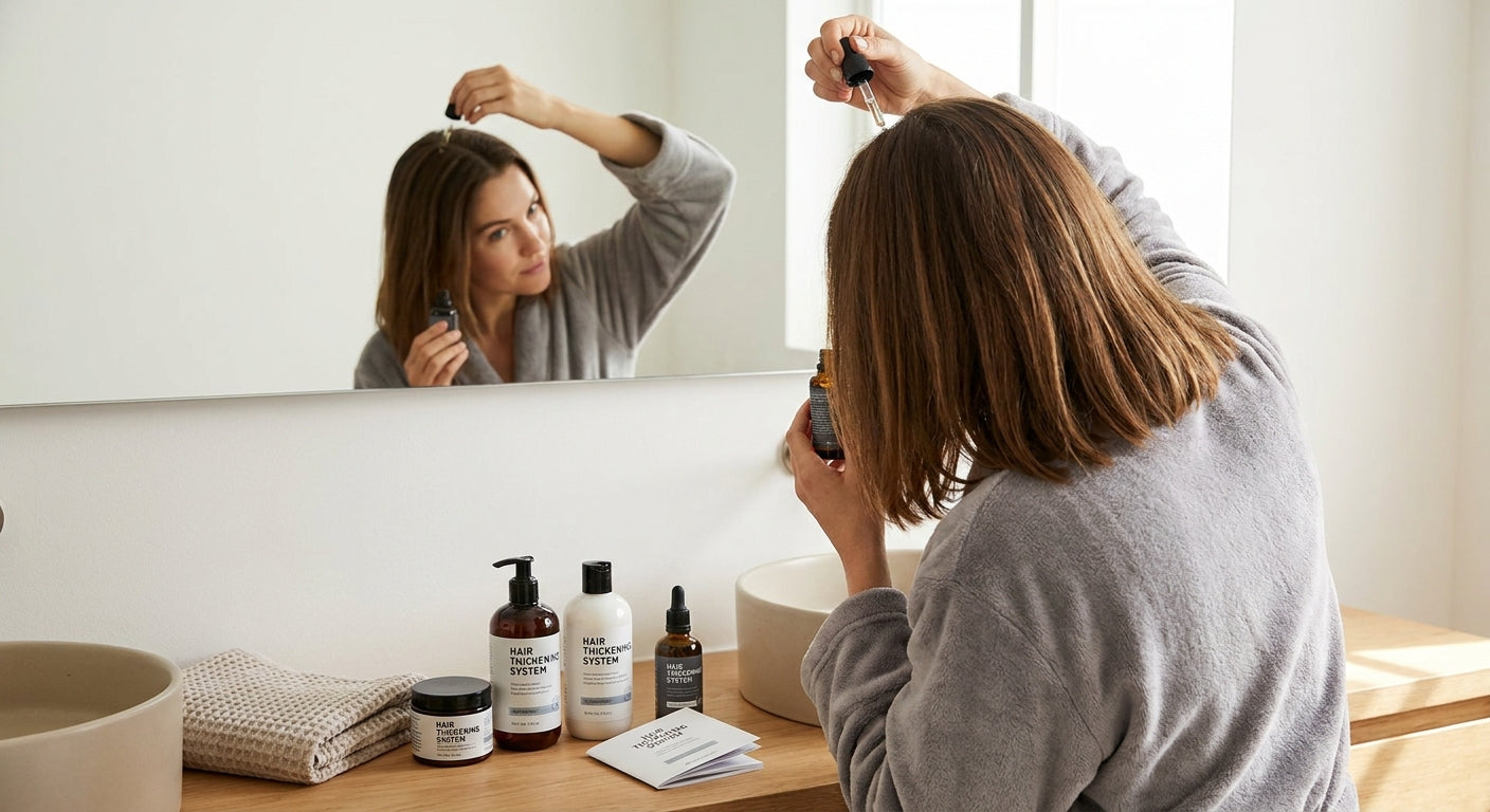 How to use a hair thickening system