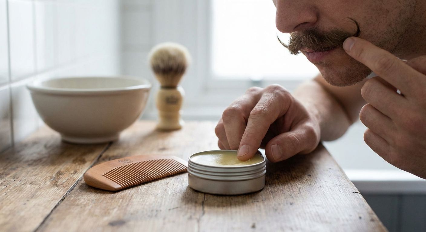 Moustache wax for grooming and shaping