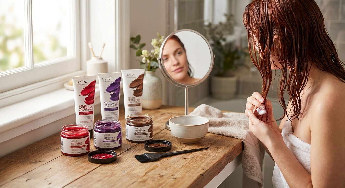 Colour depositing conditioner for refreshing dye