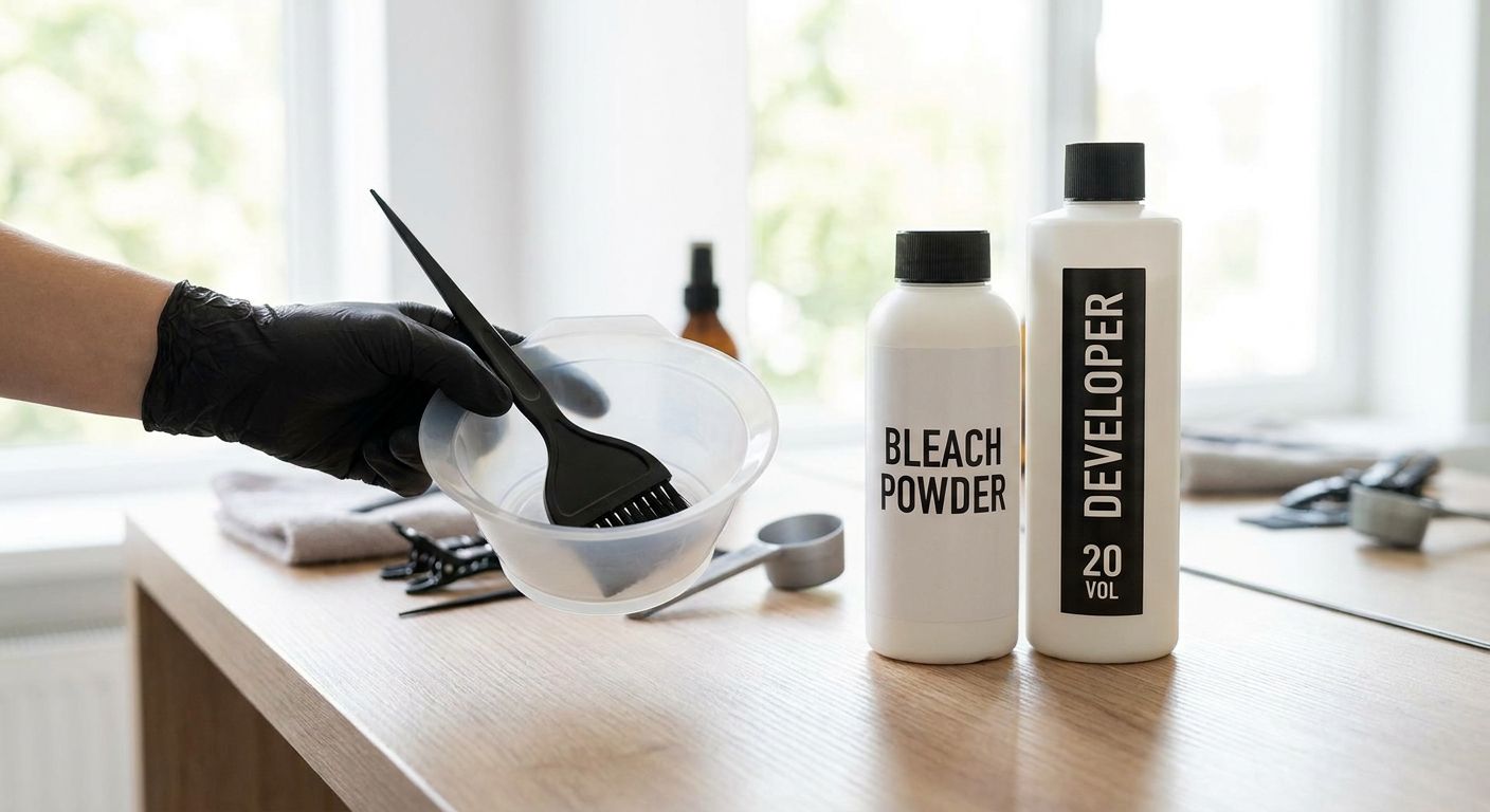 How to mix hair bleach and developer safely