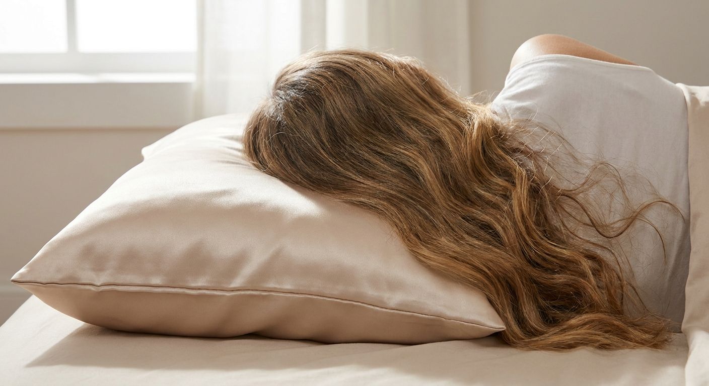 Silk pillowcases for reducing hair frizz overnight