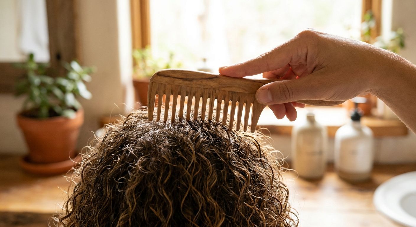 Wide-tooth combs for detangling curly hair