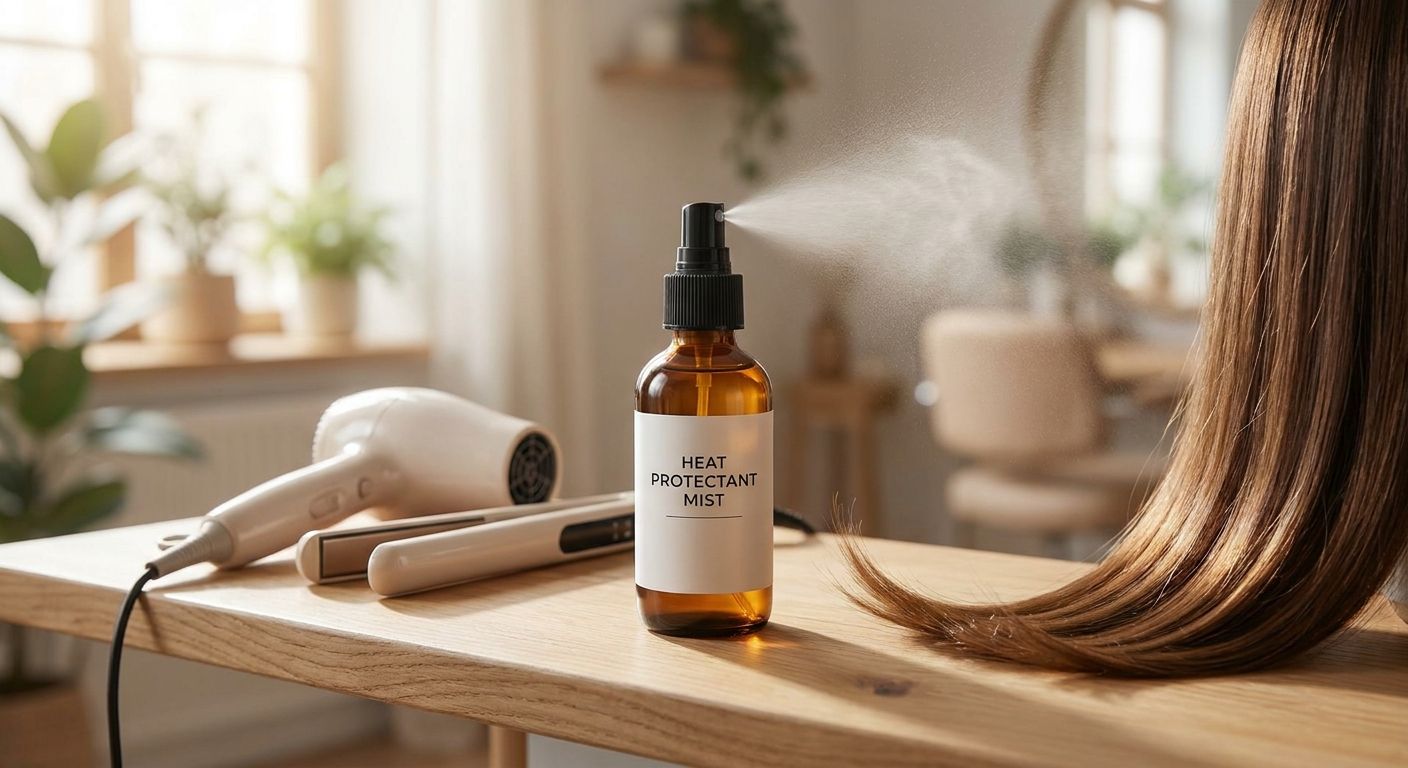 Heat protectant spray for straightening and blow-drying